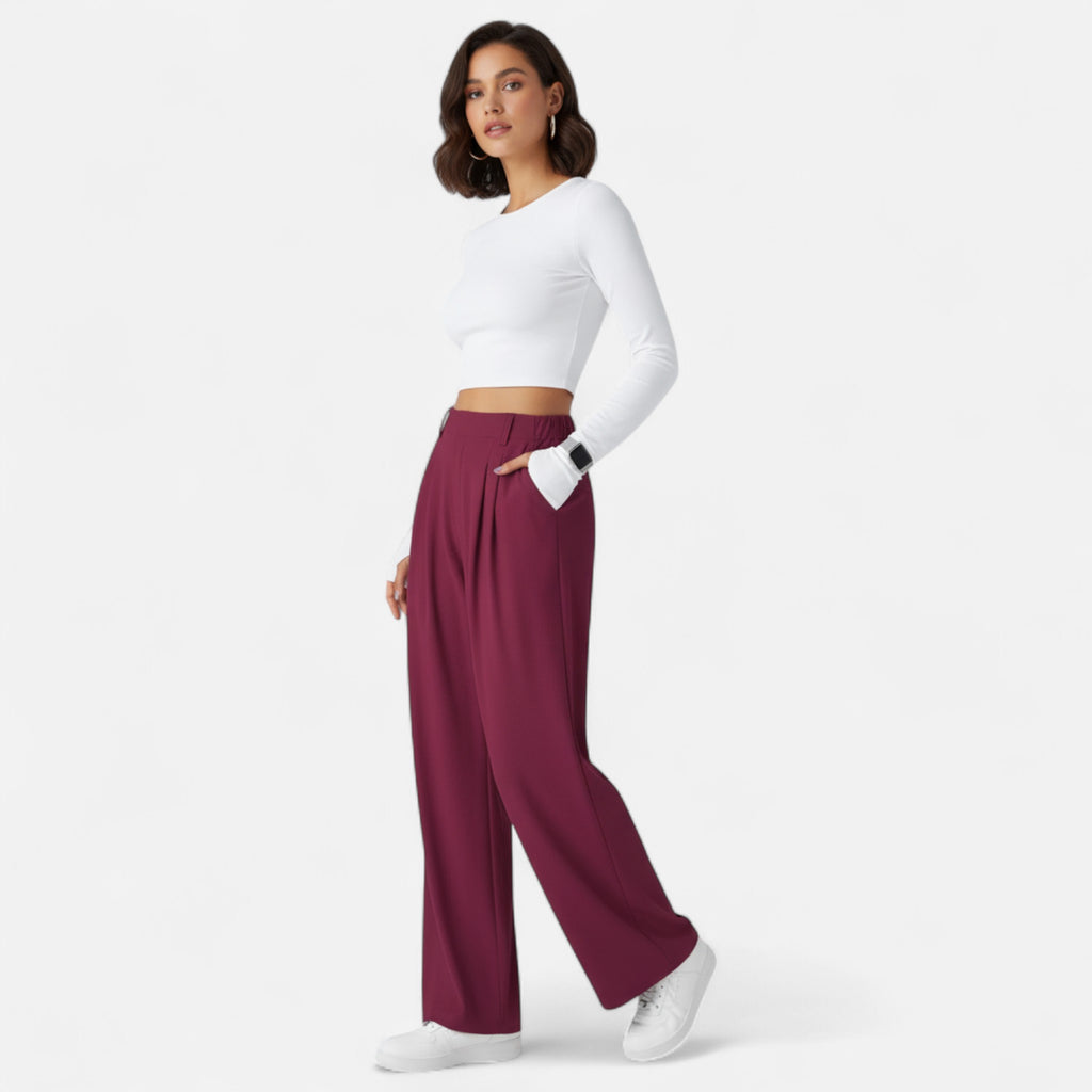 Amarendi | Pantalon Femme De Travail Classique À Jambes Larges