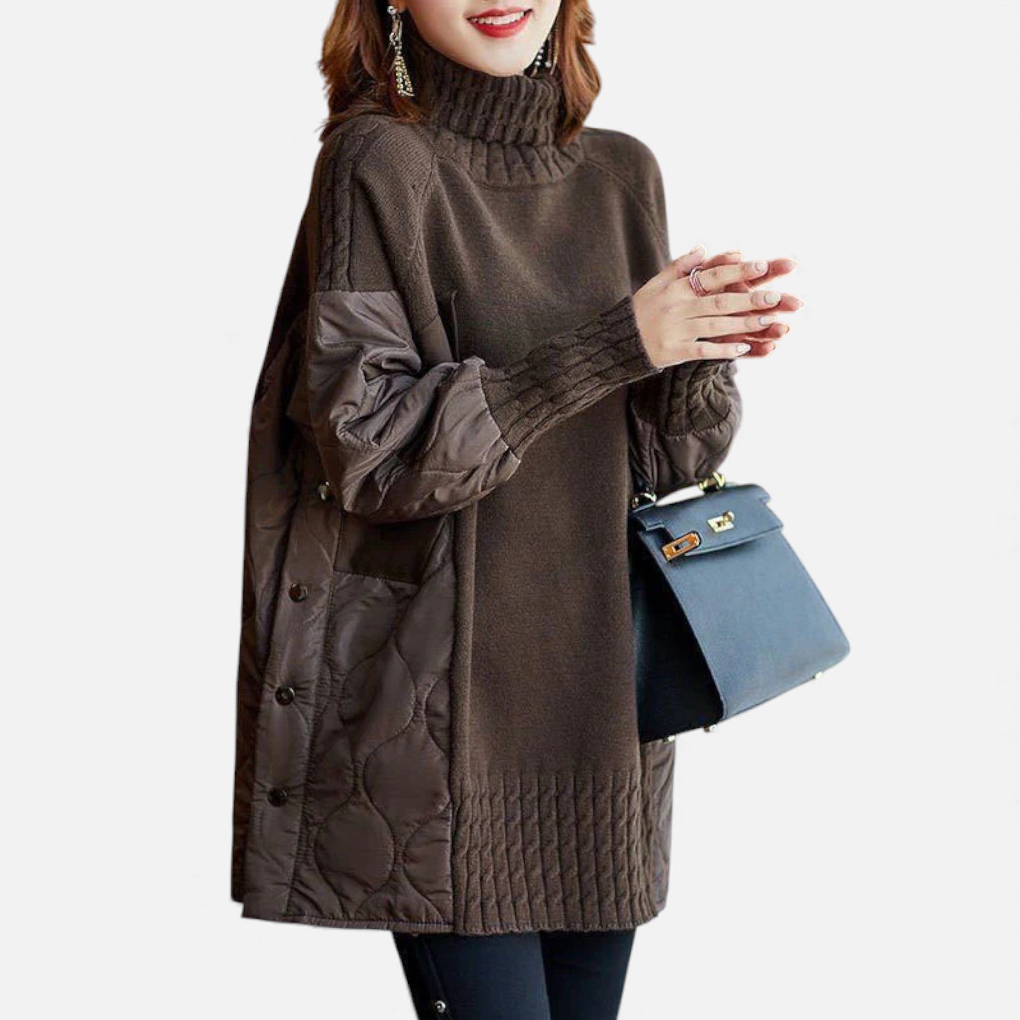 Amarendi | Pull Col Roulé Femme – Patchwork Raffiné