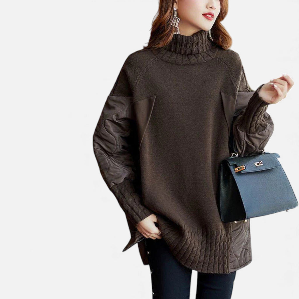 Amarendi | Pull Col Roulé Femme – Patchwork Raffiné